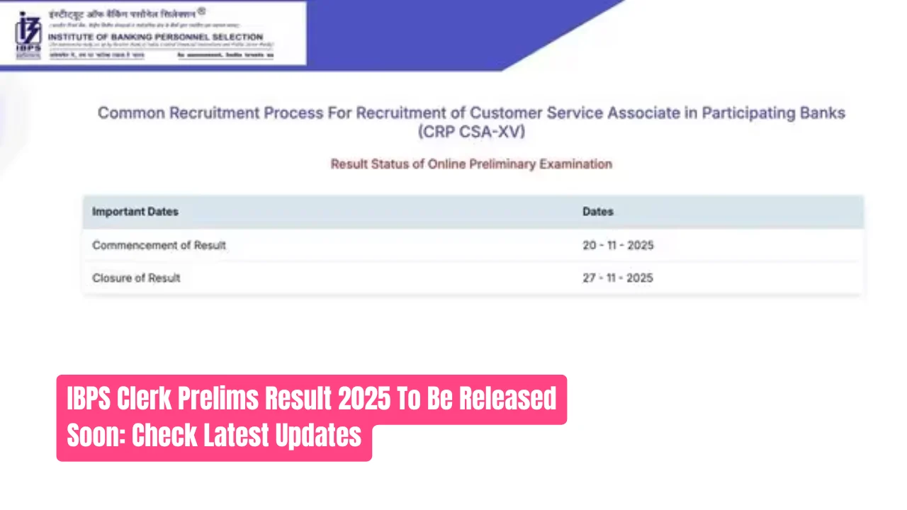 IBPS Clerk Prelims Result 2025 To Be Released Soon: Check Latest Updates